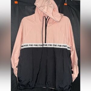 PINK Victoria's Secret Pink and Black 1/4 zip windbreaker Jacket